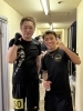 左:伊藤選手　右:田中トレーナー「見事勝利した会員さん✨　FIELD-RING 千葉市美浜区〖JR稲毛海岸駅　駅近』キックボクシング＆ボクシング」