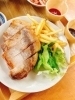 ピーチポークステーキ定食「新登場！ピーチポークステーキ定食のご紹介✨ 選べる2種のソース付き」