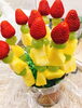 華やかなフルーツピンチョス「フルーツピンチョス🍉🍊🍈🍇カラフルで見た目が華やか🎵パーティーやイベントにオススメです🎉 新鮮果実 日野屋 枚方ビオルネ北館地下1階」