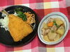 「本日のAランチは　肉じゃがとアジフライ」