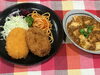 「本日のAランチは　ミックスフライと麻婆豆腐」
