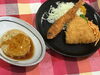 「本日のAランチは　ミックスフライと豆腐ハンバーグ」