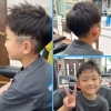 「元気いっぱいの笑顔がまぶしい男の子が、理容室ヘアーサロン加地でカッコよく大変身！」