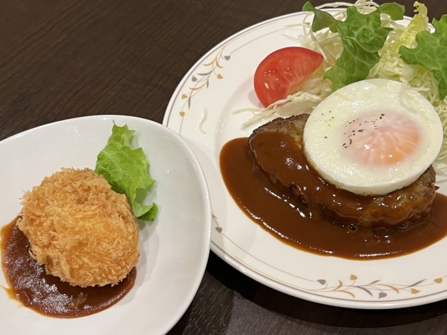 カニクリームコロッケとハンバーグ「【当店のイチオシ】カニクリームコロッケとハンバーグ」