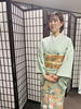 「問屋町レンタル着物　親族の結婚式に華を添える──淡い緑の振袖コーディネート紹介」