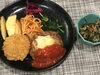 「本日のAランチは　チーズハンバーグ　トマトソース」