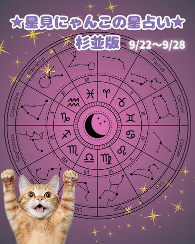 占い「🌟 杉並区版☆12星座占い 🌟まいぷれ☆星見にゃんこ(9/22〜9/28)」