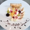 お祝いプレート「ご家族で迎える特別な記念日、88歳のお誕生日を華やかにお祝いしました/大和高田市フレンチレストランヴィラージュ.アキヨシ」