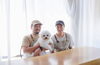 看板犬のそい君です「テラス席でペットと一緒にのんびり過ごせます」