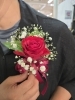 赤い薔薇とカスミソウ「コサージュ制作」