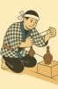 墨壺の糸を弾く職人「📎【大工四方山話】その8  🪵「墨壺（すみつぼ）」の美と機能✒️」