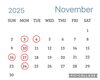 赤丸がお休みです。「11月のお休み」