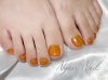 オレンジ×ゴールドフラワー♡「🌼✨オレンジ×ゴールドフラワーフットネイル✨🧡〜ネイル静岡葵区｜コースプランあり◎駅近でアクセスも良好☆プライベート空間で贅沢なひとときを♡」