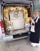 移動式ペット火葬車後部です「はじめまして。【移動式ペット火葬・僧侶】」