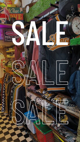 WINTER SALE開催中!「WINTER SALE開催中!店内アウター&スウェットなど冬物アイテムがお買い得です【大分駅から徒歩8分にあるセレクトショップです!新品、古着、雑貨を幅広いジャンルで取り揃えています。メンズ・レディース取り扱いあります◎】」