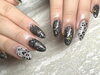 黒ラメ×シルバーアニマル🐾大人クールなレオパードネイル | JULIE NAIL
