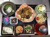 「豚肉となすの味噌炒めとお刺身の和定食ランチ」