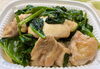 ほうれん草と鶏肉炒め「八王子シフォンケーキ　　　　G&Bみづき」