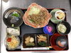 「牛焼肉と白身魚のお刺身の和定食ランチ」