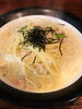 当店パスタ人気No.1   白味噌クリームパスタ「看板ハンバーグと一緒に楽しむ、京都らしい白味噌クリームパスタ」