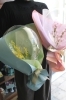 デザイナーこだわりのおしゃれなクリアバルーン「こだわりのプレゼント。ミモザと桜。　戸塚安行の花屋フランテッセ」