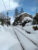 「昨日の踏切の雪。ハトの羽ばたき調整(*^^*)」