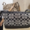 【中古ブランドバッグ】COACH  ハンドバッグ シグネチャー柄 コーチ/ハンドバッグ/シグネチャー柄/ネイビー×ライトブルー×ブラウン