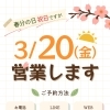 祝日営業のお知らせ🗓️🌸【大分市東大道 / 整体 / 腰痛 / 肩こり / 骨盤調整 / 頭痛 / めまい / 不眠症 / 自律神経 / 姿勢調整 / 筋膜 / パーソナル】