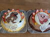 可愛いケーキで記念日をお祝い「ティラノサウルスとカービィのキャラクターケーキができました」