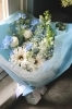 青いお花のブーケ「春に人気のブルー系ブーケ｜送別・卒業のお祝いに」