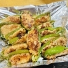 ピーマンの肉詰め、こんがり焼き上がりました