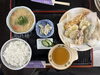 天ぷら盛り合わせ、豚汁「本日の日替わり」