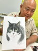 うちのこの写真からこんなにリアルな色えんぴつ画が描けます🐱「【銀座　猫の絵サロン】【銀座　猫の絵教室】【中央区　猫の絵サロン】「猫絵師　目羅健嗣の猫の絵サロン」４月期生募集中！！」
