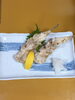 フグの唐揚げ「本日のおすすめ！わじま自慢の魚料理いろいろご用意しています」