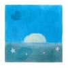 🌆夜の海のパステルアート🌆