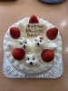 まどかちゃん　お誕生日おめでとうございます「わんちゃんデコがかわいい♪ 生クリーム5号バースデーケーキ」