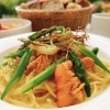 地元食材と冬野菜を使った「Sprout Garlic Pasta fair～３つのご褒美」（境港サーモンとアスパラの和風ガーリックパスタ）