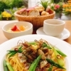 地元食材と冬野菜を使った「Sprout Garlic Pasta fair～３つのご褒美」（大山ポークとアスパラのガーリックパスタ）