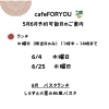 【cafeFORYOU】5月・6月ご予約可能日のご案内