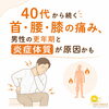 男性更年期のつらい首・腰・膝の痛みにアプローチ「40－50代の首・腰・膝の痛み、男性の更年期と炎症体質が原因かも」