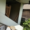 風で飛ばされた倉庫外壁を復旧しました