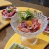 黒毛和牛タンユッケ・ツラミ刺身と近江牛白センマイの前菜盛り合わせ