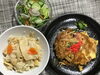 「本日のAランチは　チキンカツの玉子とじ&たけのこご飯」