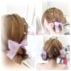 リボンが可愛い！華やかヘアアレンジ「運動会にもおすすめゆるツインヘア♪」
