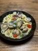 「あさりとトマトの鶏出汁スープパスタ」