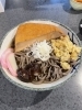 「甘くてボリュームたっぷり・厚揚げきつね蕎麦を試作中です」