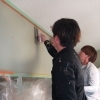浜田市にある本社の和室でヒッキーウォール練習！コテさばきを徹底強化しました