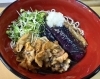 食欲そそる肉茄子の揚げ浸しと薬味蕎麦「数量限定ランチ！『肉茄子揚げ浸しと薬味蕎麦』」