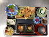 「鶏天ぷらとお刺身の彩り和定食ランチ」