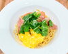 ランチにぴったり、贅沢パスタ「生ハムとスクランブルエッグのバジルクリームスパゲッティ」